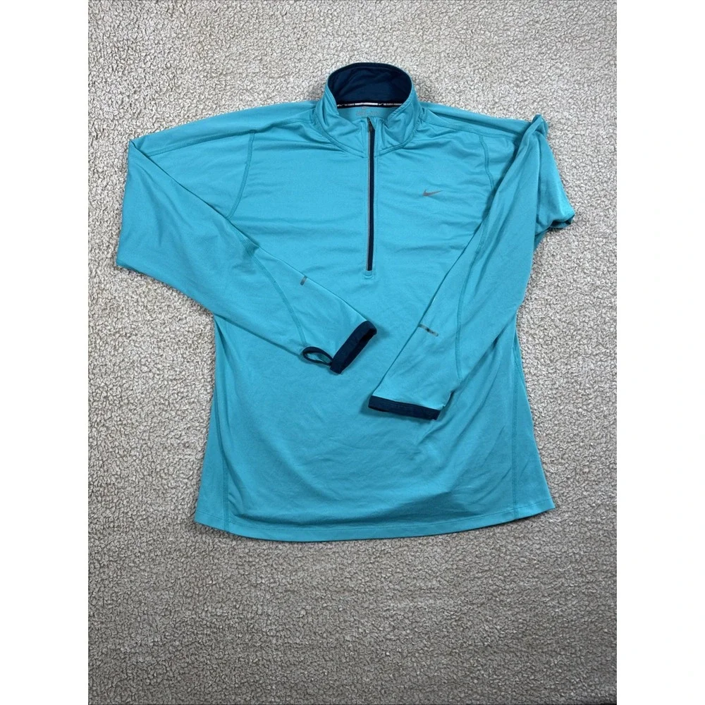 Nike Element 1/4 Zip Running Top Mens XL Aqua Blue Dri-Fit 684523-301
